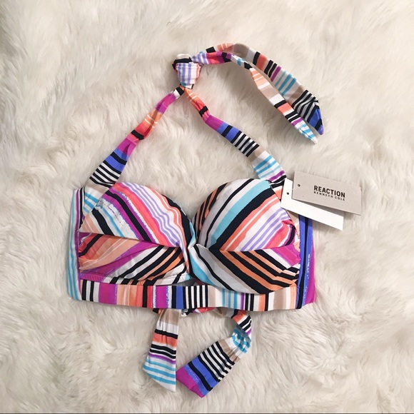 Reaction Kenneth Cole Other - KENNETH COLE Rainbow Stripe Halter Bikini Top NWT